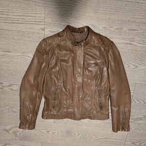 Cole Haan Womens Brown Leather Jacket